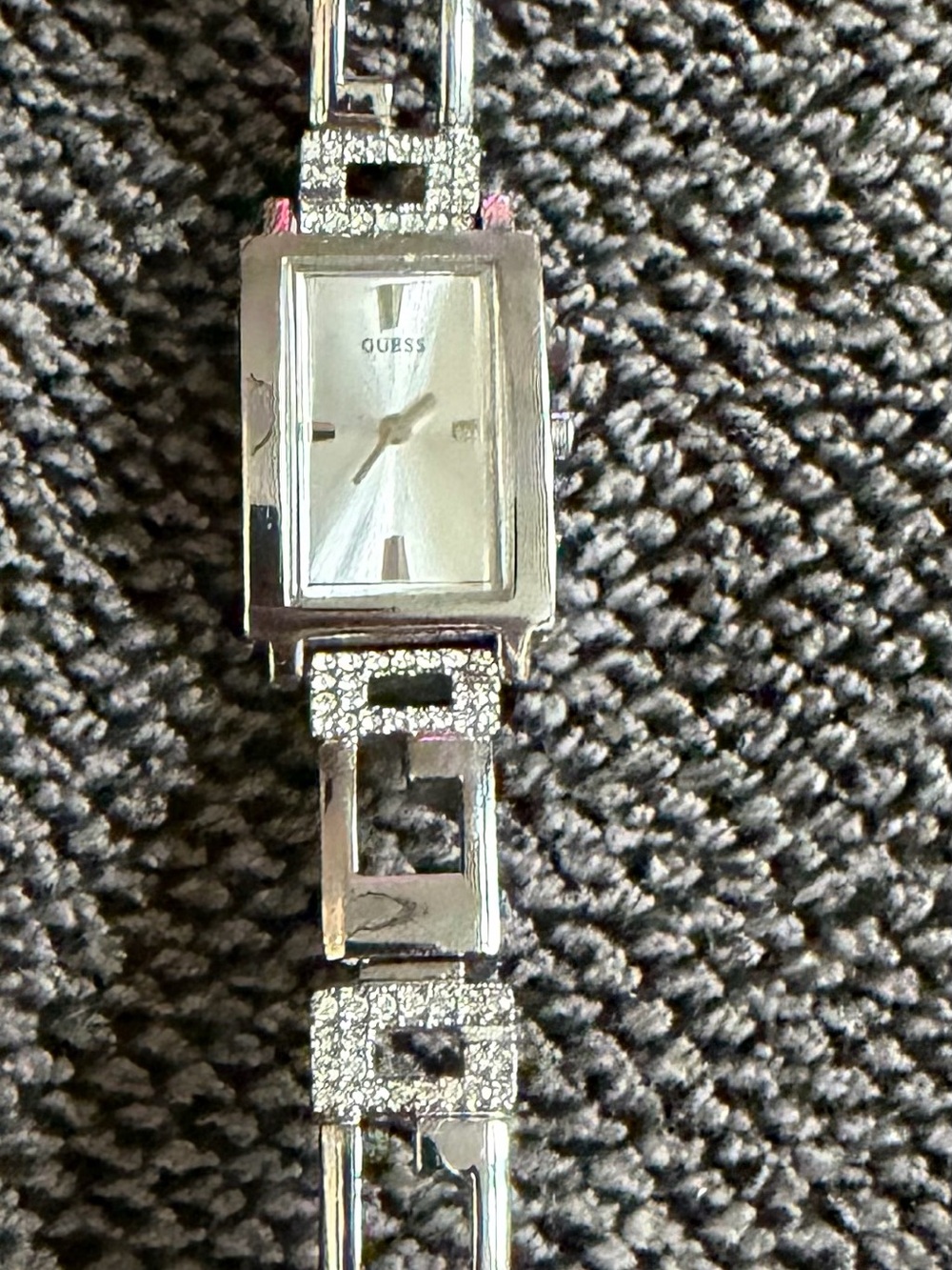 GUESS Silver Crystal Link Women's Bracelet Watch